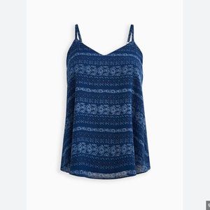 NWT Torrid Sophie Chiffon Swing Cami 1X 12 14 blue subtle pattern